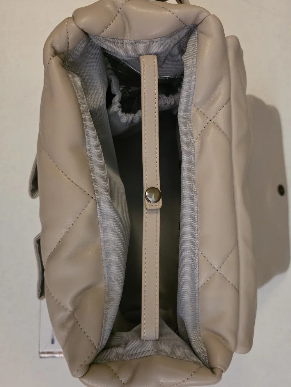 Tiba + Marl Nova Eco Compact Quilted Crossbody Diaper Bag Oyster Color NWT